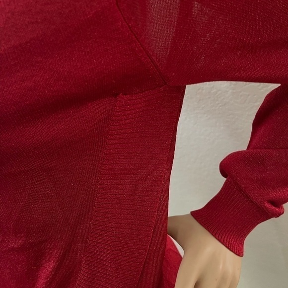 𝅺inc Rayon Blend Draped Metallic Knit Top Real Red Sz M - Picture 8 of 8